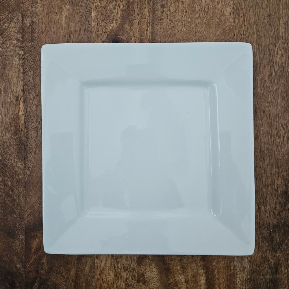 Palm Restaurant Square Dinner Plates 10" White Quality Stoneware Set of 2